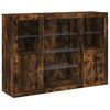 vidaXL Buffets avec lumi&egrave;res LED 3 pcs ch&ecirc;ne fum&eacute; bois d'ing&eacute;nierie