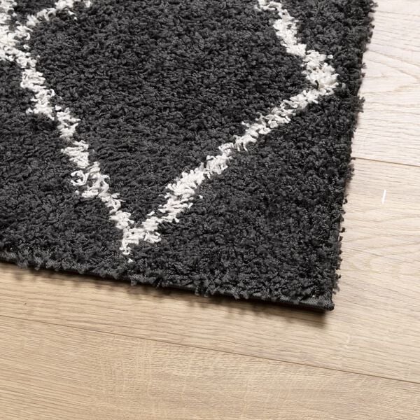 vidaXL Tapis shaggy &agrave; poils longs moderne noir et cr&egrave;me 160x160 cm