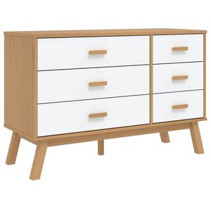 vidaXL Armoire &agrave; tiroirs OLDEN blanc et marron bois de pin solide