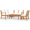 vidaXL Salon de jardin 5 pcs avec coussin Cr&egrave;me Bois d'acacia solide