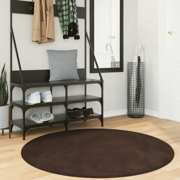 vidaXL Tapis de surface Rond HUARTE Marron &Oslash; 120 CM