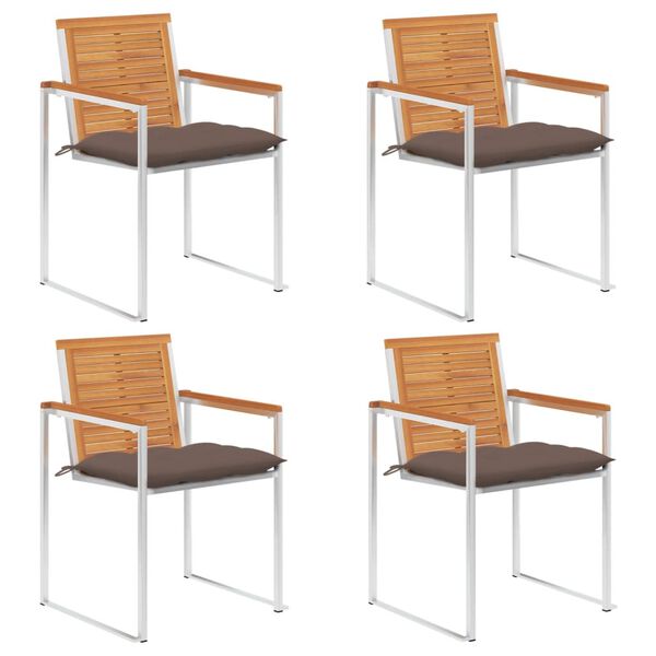 vidaXL Chaises de jardin lot de 4 avec coussins Bois d'acacia massif