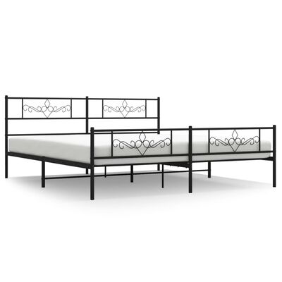 vidaXL Cadre de lit métal sans matelas avec pied de lit noir 193x203cm