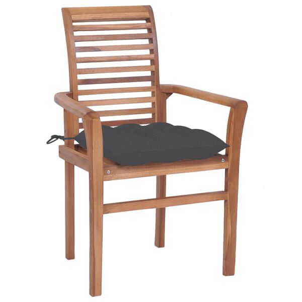 vidaXL Chaises &agrave; manger lot de 6 avec coussins anthracite Teck solide