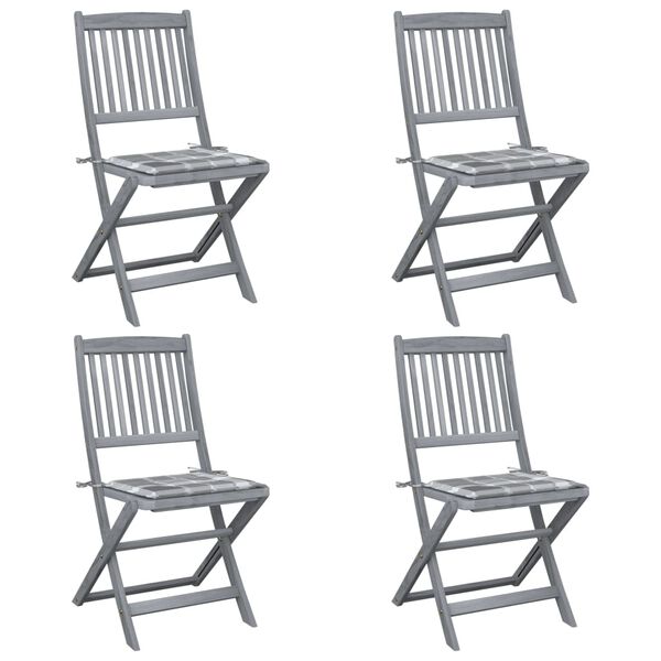 vidaXL Chaises pliables d'ext&eacute;rieur lot de 4 et coussins Bois d'acacia