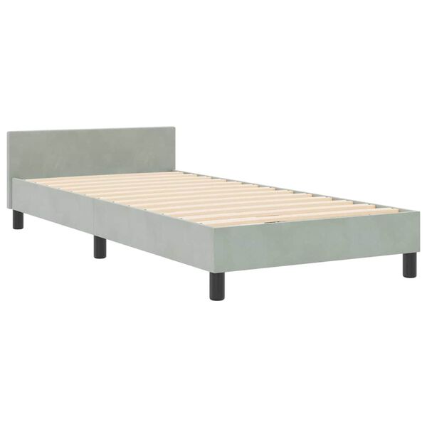 vidaXL Lit &agrave; ressorts avec t&ecirc;te de lit Gris clair 90 x 200 cm Velours