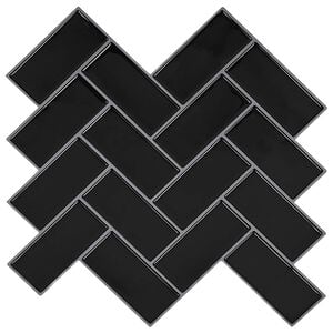 vidaXL Carreau en chevron 10 pi&egrave;ces Noir 30 x 30 cm