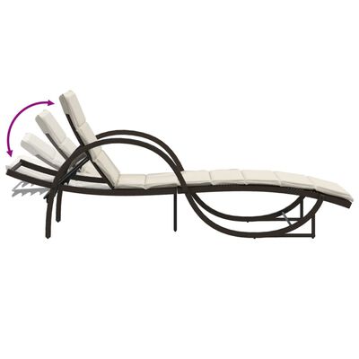 vidaXL Chaise longue avec coussin marron 60x199x42 cm résine tressée