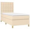 vidaXL Sommier &agrave; lattes de lit et matelas Cr&egrave;me 90x190 cm Tissu