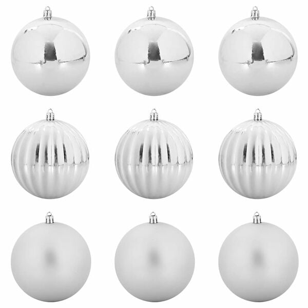 vidaXL Ensemble de Boules de No&euml;l XL 9 pcs Argent Plastique