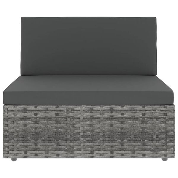 vidaXL Salon de jardin 11 pcs avec coussins Gris R&eacute;sine tress&eacute;e