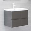vidaXL Ensemble de meubles de bain 2 pcs Gris brillant Agglom&eacute;r&eacute;