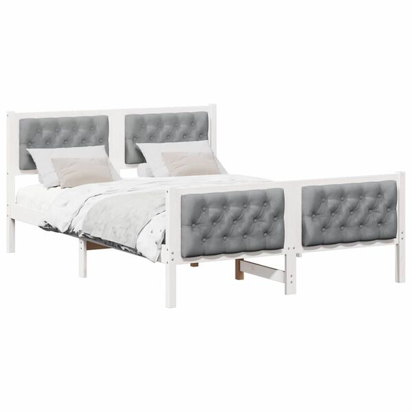 vidaXL Cadre de lit Gris clair 150 x 200 cm Pin massif