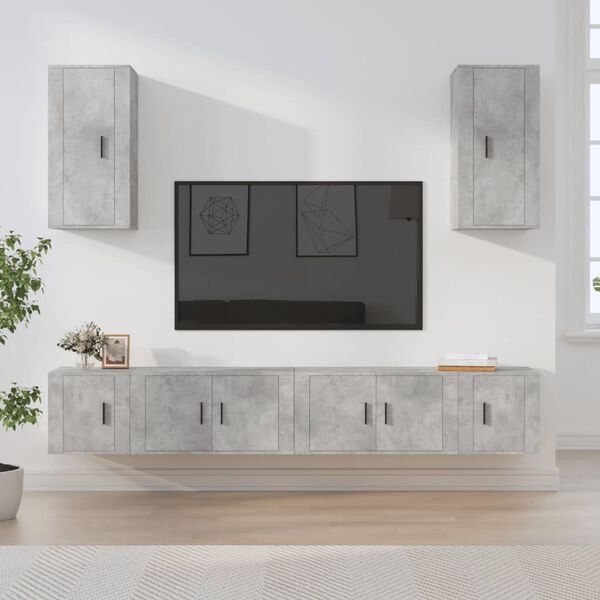 vidaXL Ensemble de meubles TV 6 pcs Gris b&eacute;ton Bois d'ing&eacute;nierie