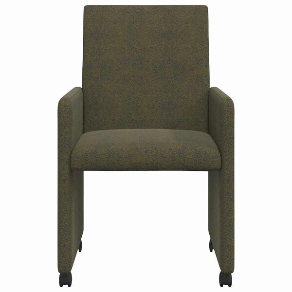 vidaXL Chaises de Salle &agrave; Manger avec Roues 2 pcs Vert arm&eacute;e