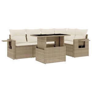 vidaXL Salon de jardin avec coussins 6 pcs beige r&eacute;sine tress&eacute;e