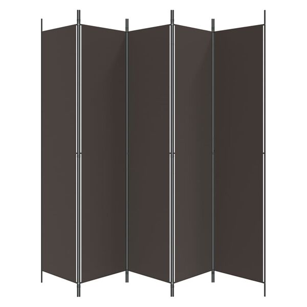 vidaXL Cloison de s&eacute;paration 5 panneaux Marron 250x220 cm Tissu
