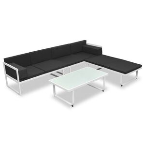 vidaXL Salon de jardin 4 pcs et coussins Aluminium Noir