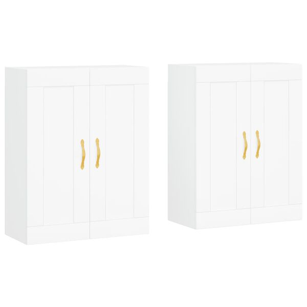 vidaXL Armoires murales 2 pcs blanc bois d'ing&eacute;nierie