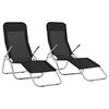 vidaXL Chaises longues pliables lot de 2 Textil&egrave;ne Noir