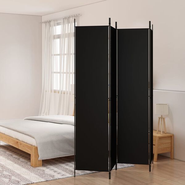 vidaXL Cloison de s&eacute;paration 4 panneaux Noir 200x220 cm Tissu