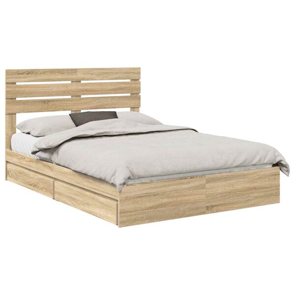 vidaXL Lit de Rangement Ch&ecirc;ne Sonoma 150 x 200 cm Bois d'ing&eacute;nierie