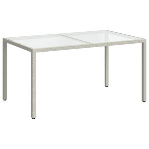 vidaXL Table de jardin 150x90x75 cm Verre tremp&eacute;/r&eacute;sine tress&eacute;e Blanc