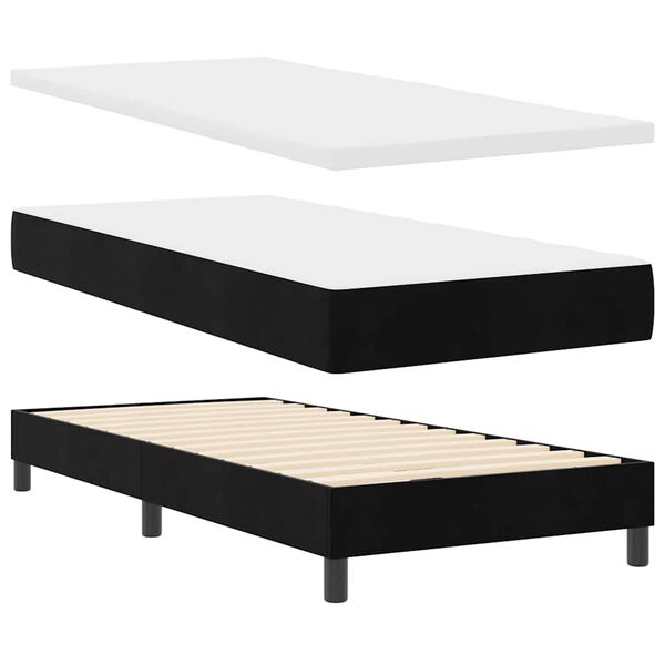 vidaXL Lit &agrave; ressorts avec matelas Noir 100 x 200 cm Velours