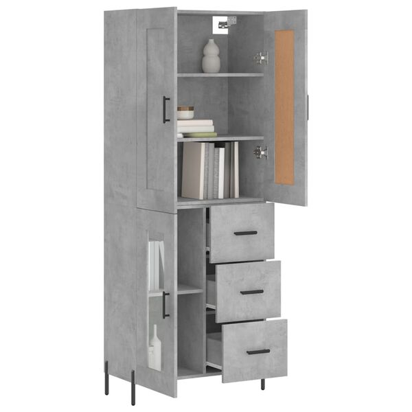 vidaXL Buffet haut Gris b&eacute;ton 69,5x34x180 cm Bois d'ing&eacute;nierie