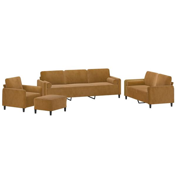 vidaXL Ensemble de canap&eacute;s 4pcs coussins d&eacute;coratifs et coussins Marron