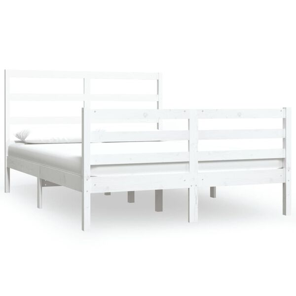 vidaXL Cadre de lit sans matelas blanc bois de pin massif 150x200 cm