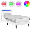 vidaXL Cadre de lit avec bandes LED Blanc 100 x 200 cm Simili cuir