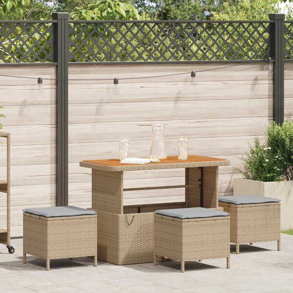 vidaXL Ensemble de salle &agrave; manger pour jardin Beige polyrotin