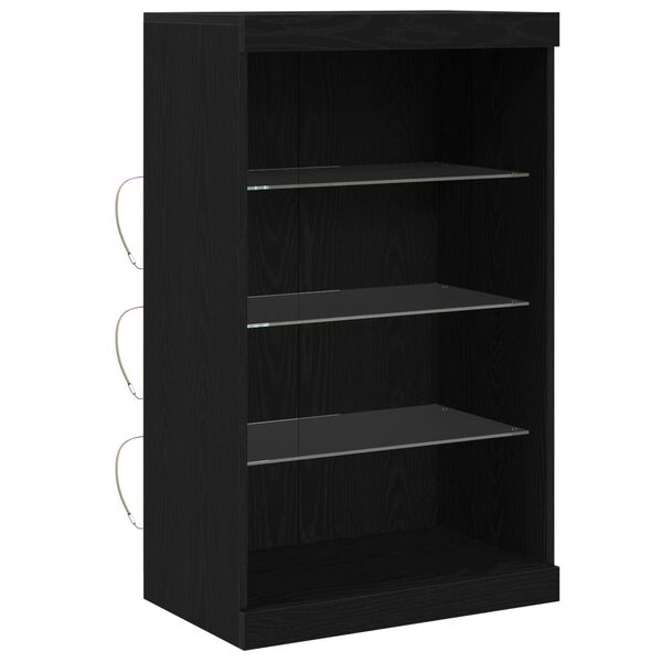vidaXL Buffet LED Ch&ecirc;ne noir 60,5 x 37 x 100 cm Bois d'ing&eacute;nierie