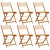 vidaXL Chaises pliantes 6 pi&egrave;ces Tissu beige et bois massif