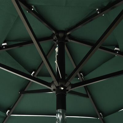 vidaXL Parasol à 3 niveaux avec mât en aluminium Vert 2 m