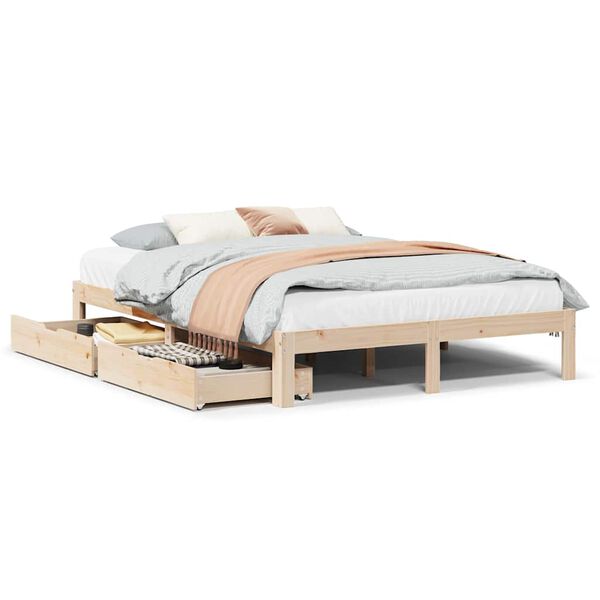 vidaXL Cadre de lit avec tiroirs sans matelas 135x190 cm