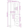 vidaXL Buffet haut Blanc 69,5x34x180 cm Bois d'ing&eacute;nierie
