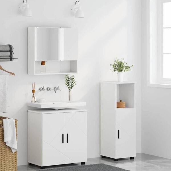 vidaXL Ensemble de mobilier de salle de bain Montage mural 3 pcs Blanc