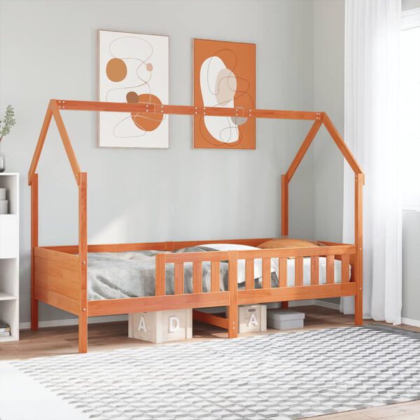 vidaXL Cadre de lit d'enfants forme de maison sans matelas pin