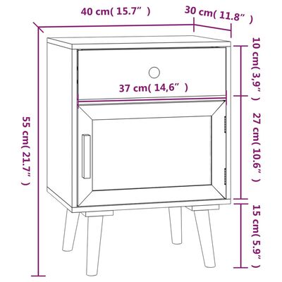 vidaXL Table de chevet 40x30x55 cm bois d’ingénierie