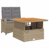 vidaXL Ensemble &agrave; manger de jardin et coussins 2 pcs beige poly rotin