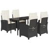 vidaXL Ensemble &agrave; manger de jardin coussins 5pcs Noir R&eacute;sine tress&eacute;e