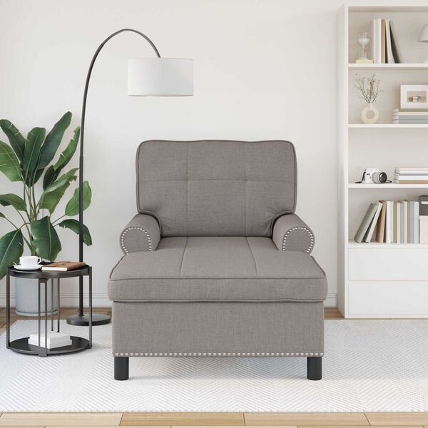 vidaXL Chaise longue avec coussin Taupe 91 x 157 x 91 cm tissu