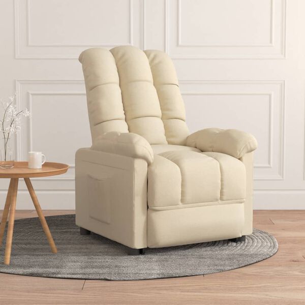 vidaXL Fauteuil inclinable Crème Tissu