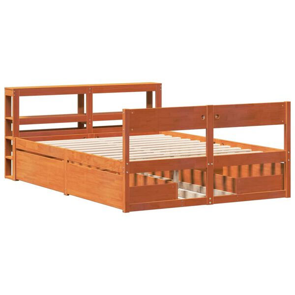 vidaXL Cadre de lit sans matelas cire marron 150x200cm bois pin massif