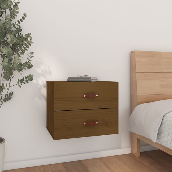 vidaXL Table de chevet murale Marron miel 50x36x40 cm