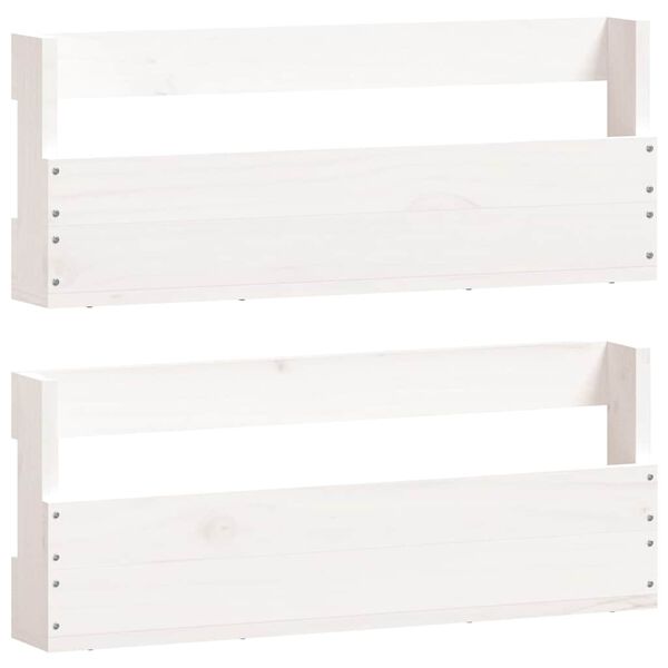 vidaXL &Eacute;tag&egrave;res &agrave; chaussures murales 2 pcs Blanc 59x9x23 cm Pin massif