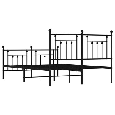 vidaXL Cadre de lit métal sans matelas avec pied de lit noir 140x190cm