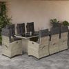 vidaXL Ensemble &agrave; manger de jardin et coussins 9 pcs gris clair rotin